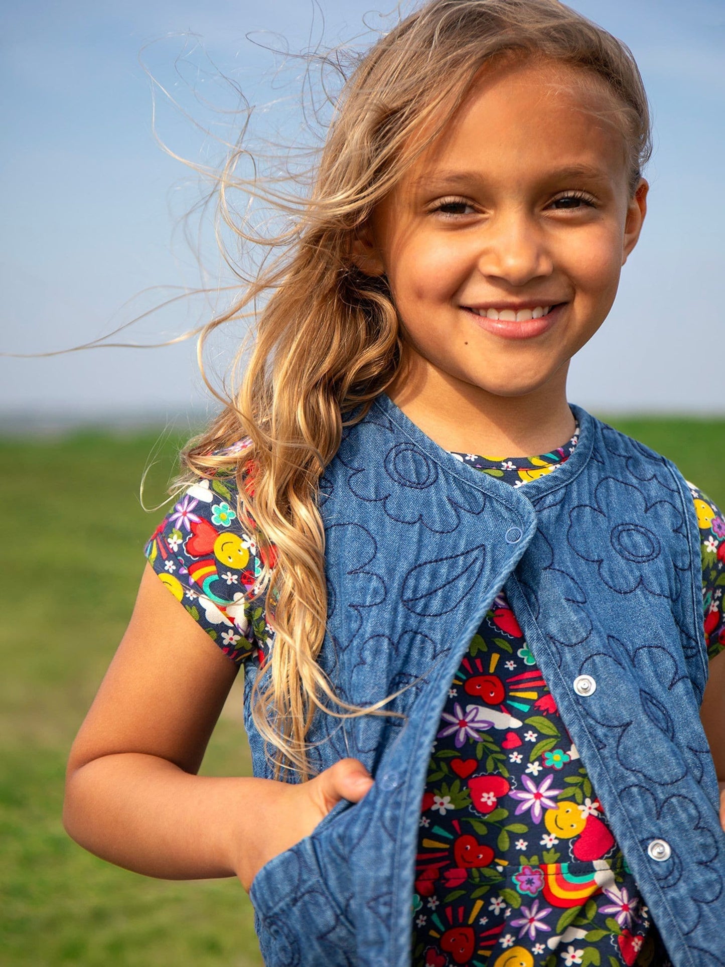 Dsiney Kidz - Frugi Blue Merri Waistcoat image 2