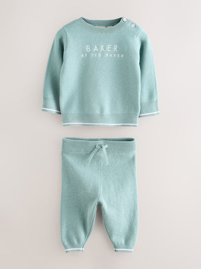 Baker by Ted Baker Green Knit Knitted Top and Joggers Set image 2