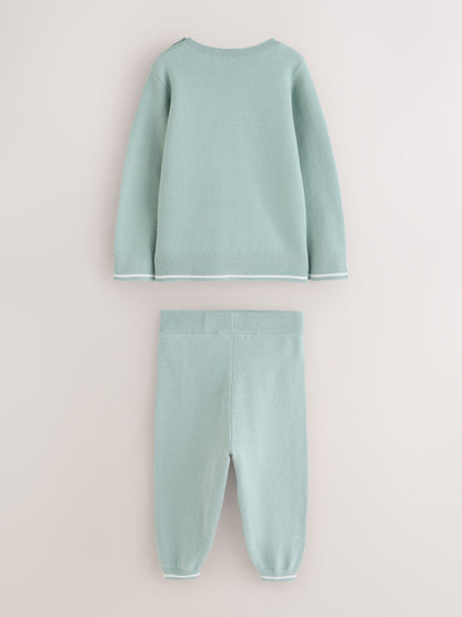 Dsiney Kidz - Baker by Ted Baker Green Knit Knitted Top and Joggers Set image 3