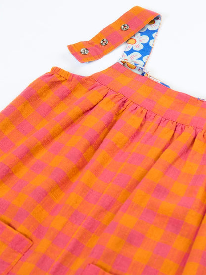 Frugi Orange Sylvie Reversible Dungaree image 4