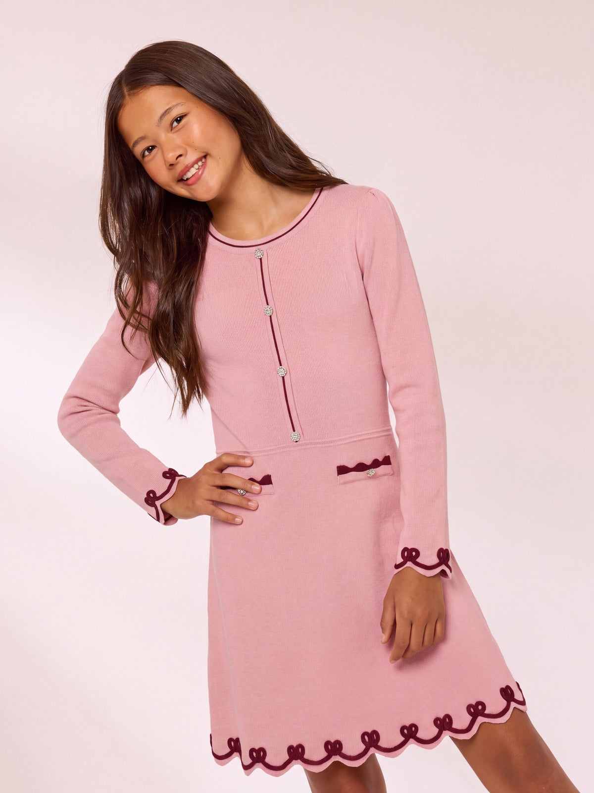 Lipsy Pink Bow Tipped Knit Dress (5-16yrs) - image 1