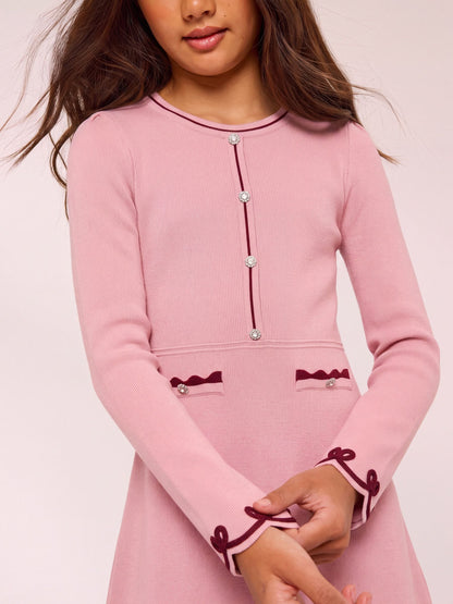Lipsy Pink Bow Tipped Knit Dress (5-16yrs) - image 2
