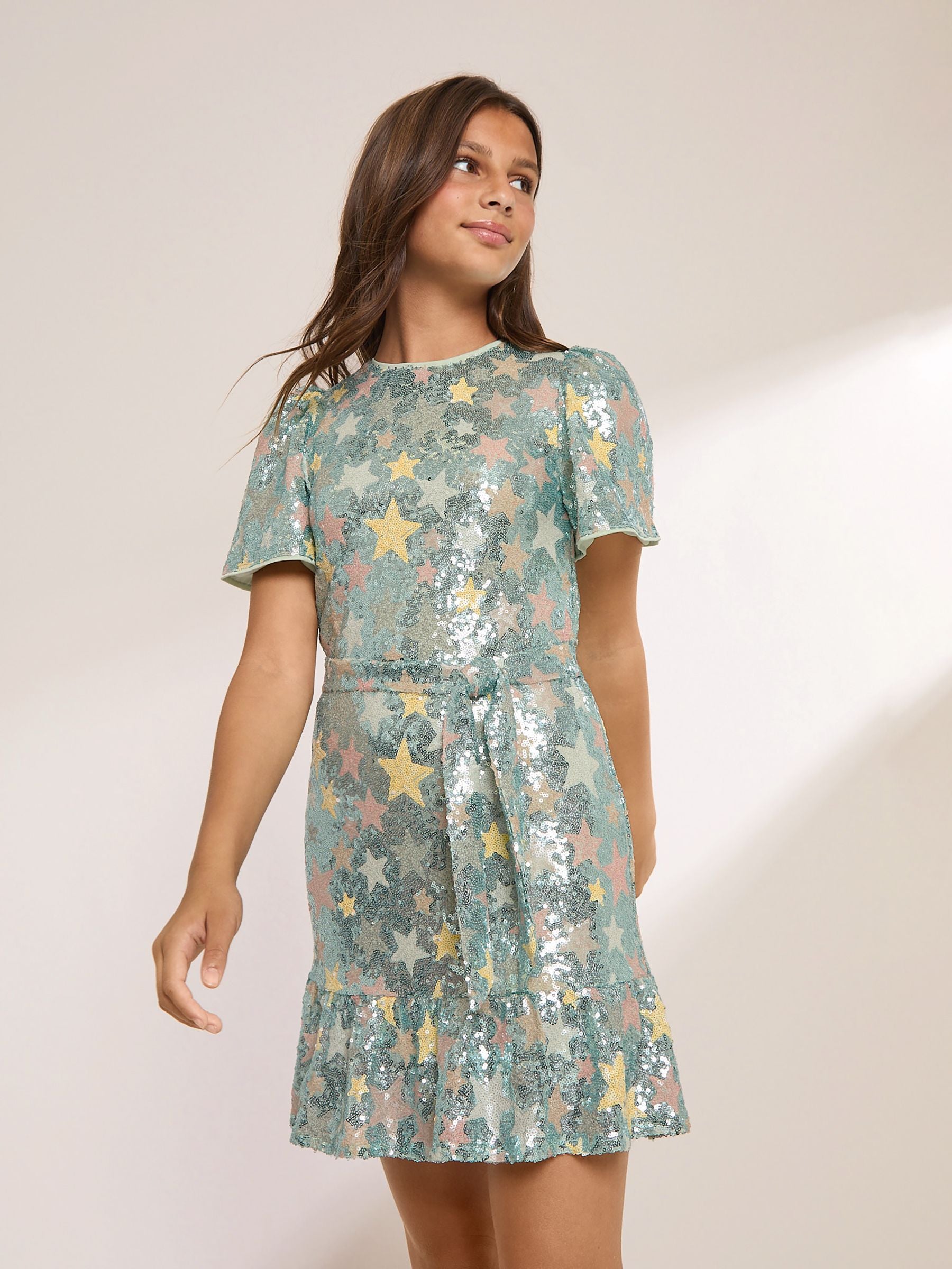 Dsiney Kidz - Lipsy Blue Sequin Star Party Dress (5-12yrs) image 1