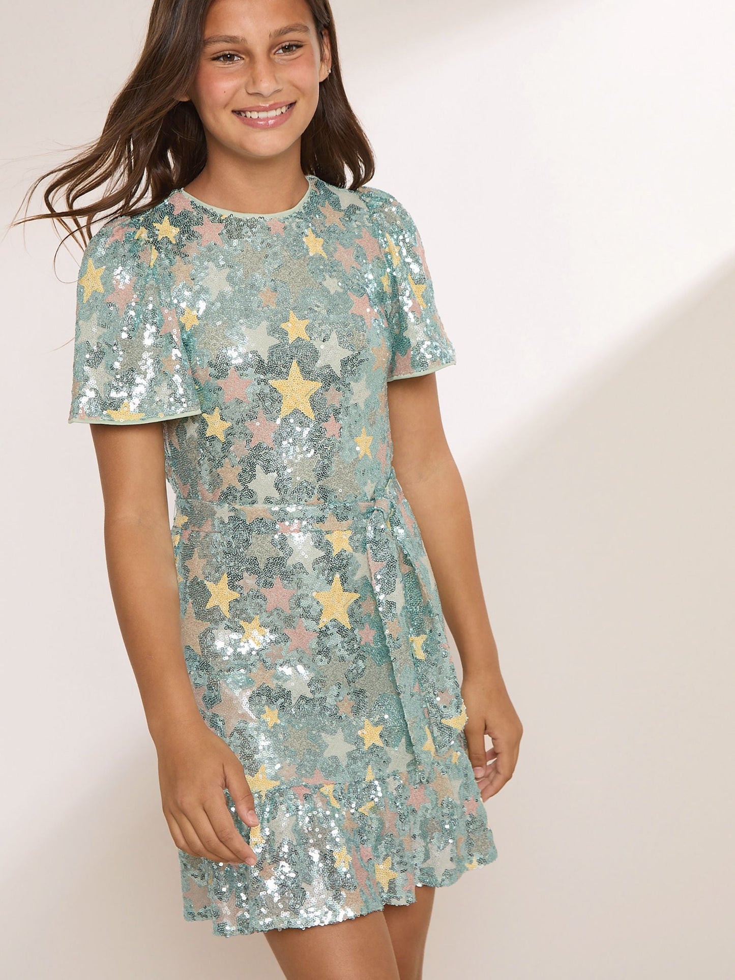 Dsiney Kidz - Lipsy Blue Sequin Star Party Dress (5-12yrs) image 4