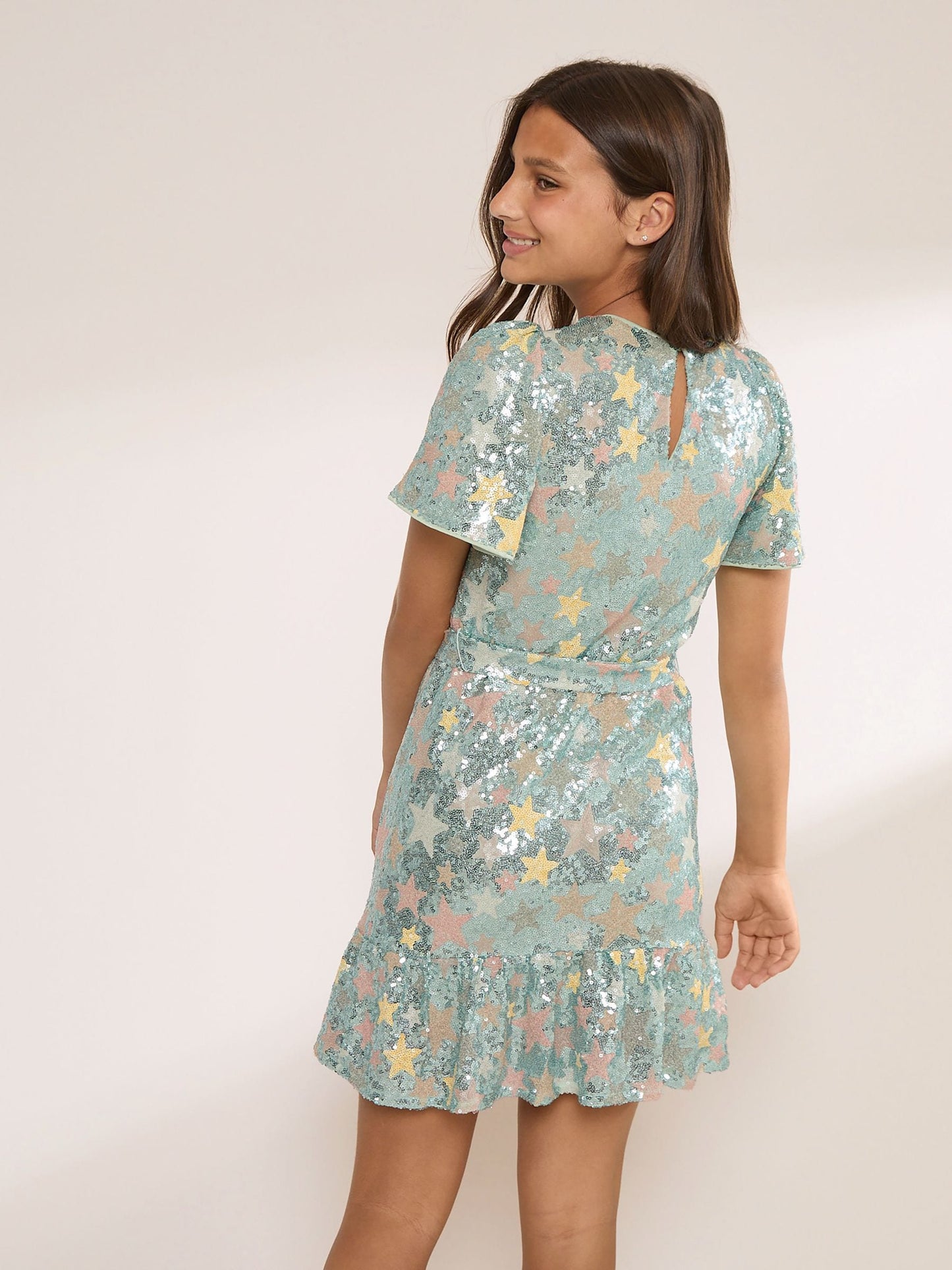 Dsiney Kidz - Lipsy Blue Sequin Star Party Dress (5-12yrs) image 5
