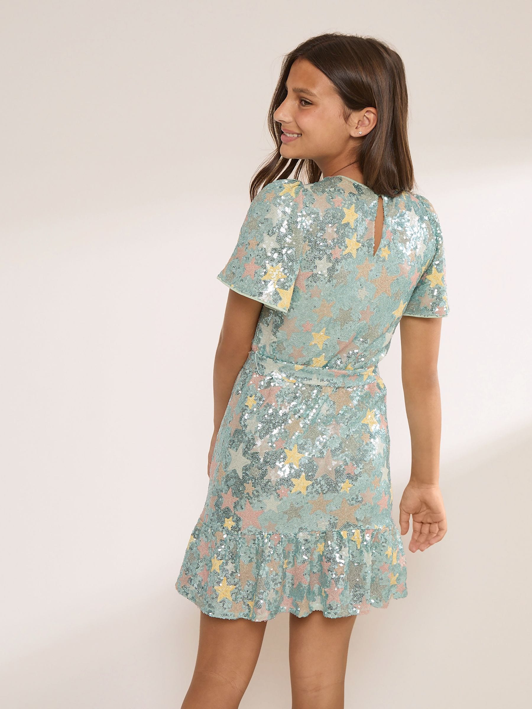 Dsiney Kidz - Lipsy Blue Sequin Star Party Dress (5-12yrs) image 5