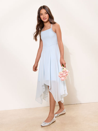 Dsiney Kidz - Lipsy Blue Teen Embellished Hanky Hem Occasion Dress (10-16yrs) image 1
