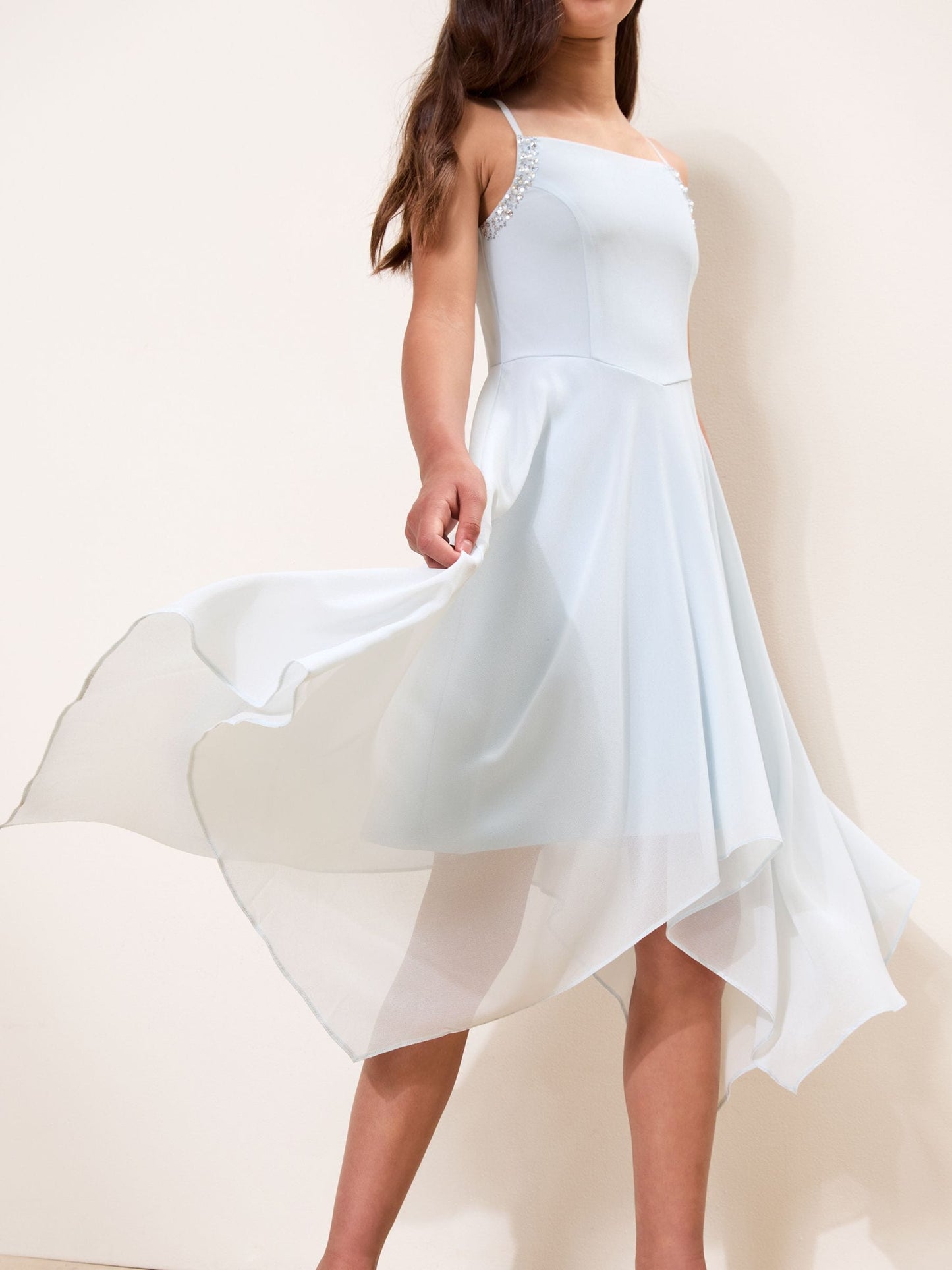 Dsiney Kidz - Lipsy Blue Teen Embellished Hanky Hem Occasion Dress (10-16yrs) image 2