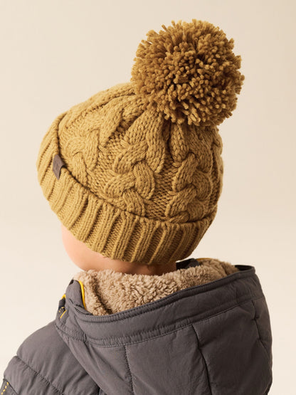 Ochre Yellow Cable Knit Pom Hat (1-16yrs) - image 3