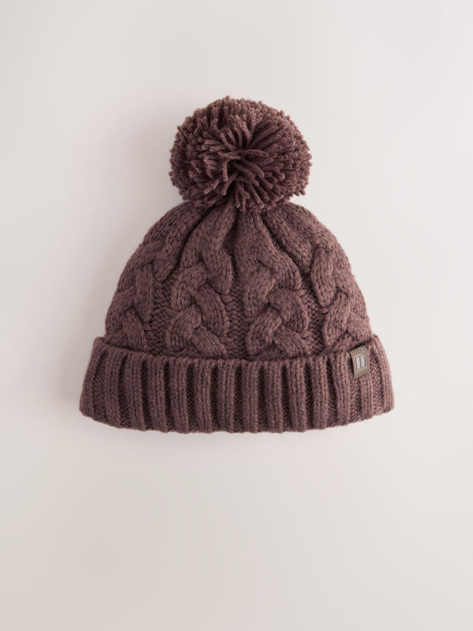 Dsiney Kidz - Chocolate Brown Cable Knit Pom Hat (1-16yrs) image 1
