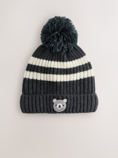 White/Black Knitted Pom Hat (3mths-10yrs) - image 1