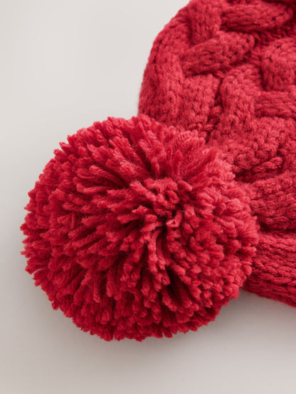 Dsiney Kidz - Red Cable Knit Pom Hat (1-16yrs) image 3