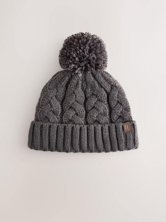 Dsiney Kidz - Charcoal Grey Cable Knit Pom Hat (1-16yrs) image 1