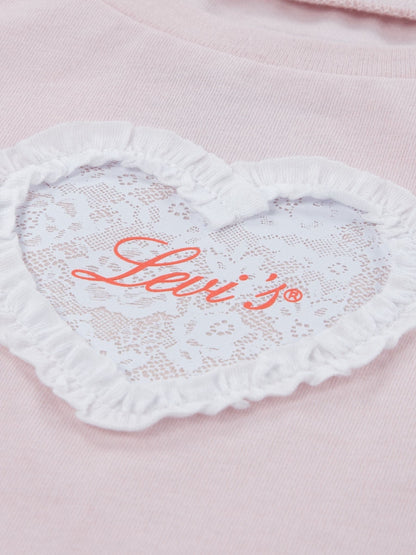 Levi's Pink Bow Short Sleeve T-Shirt and Belted Shorts 2 Piece Set image 3
