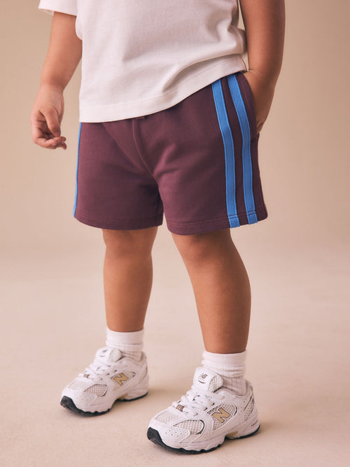 Burgundy Red Side Stripe Jersey Shorts (3mths-7yrs) image 1