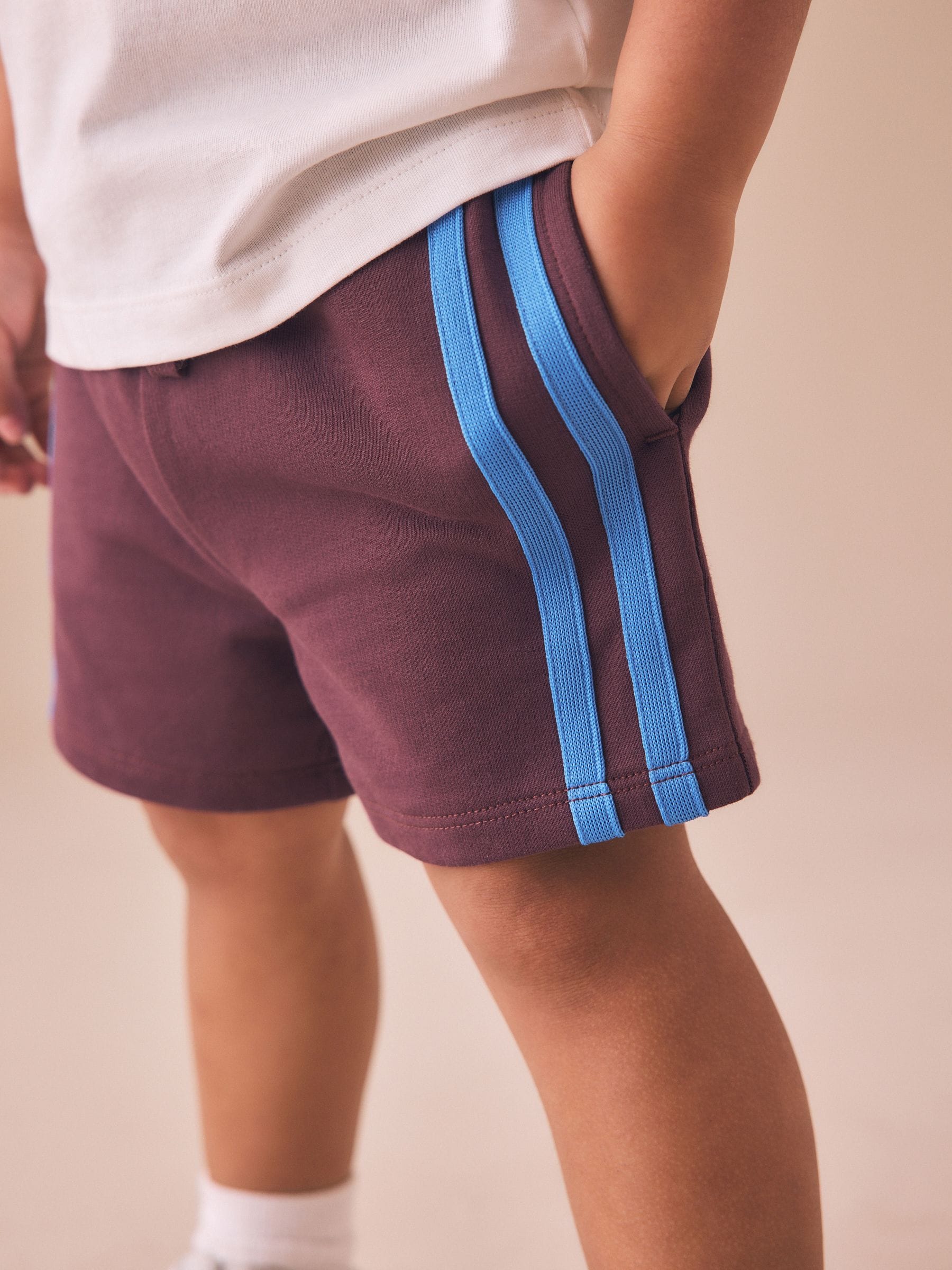 Dsiney Kidz - Burgundy Red Side Stripe Jersey Shorts (3mths-7yrs) image 2