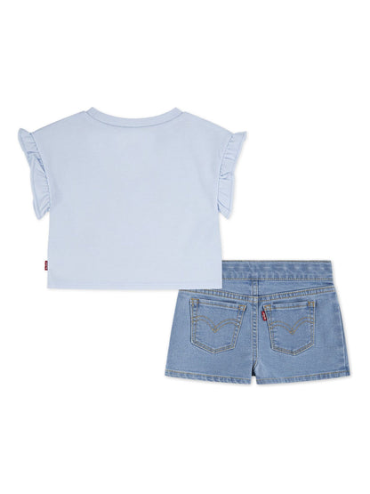Levi's® Blue Cowboy Bear Short Sleeve T-Shirt and Pleated Shorts Set 2 Piece image 2