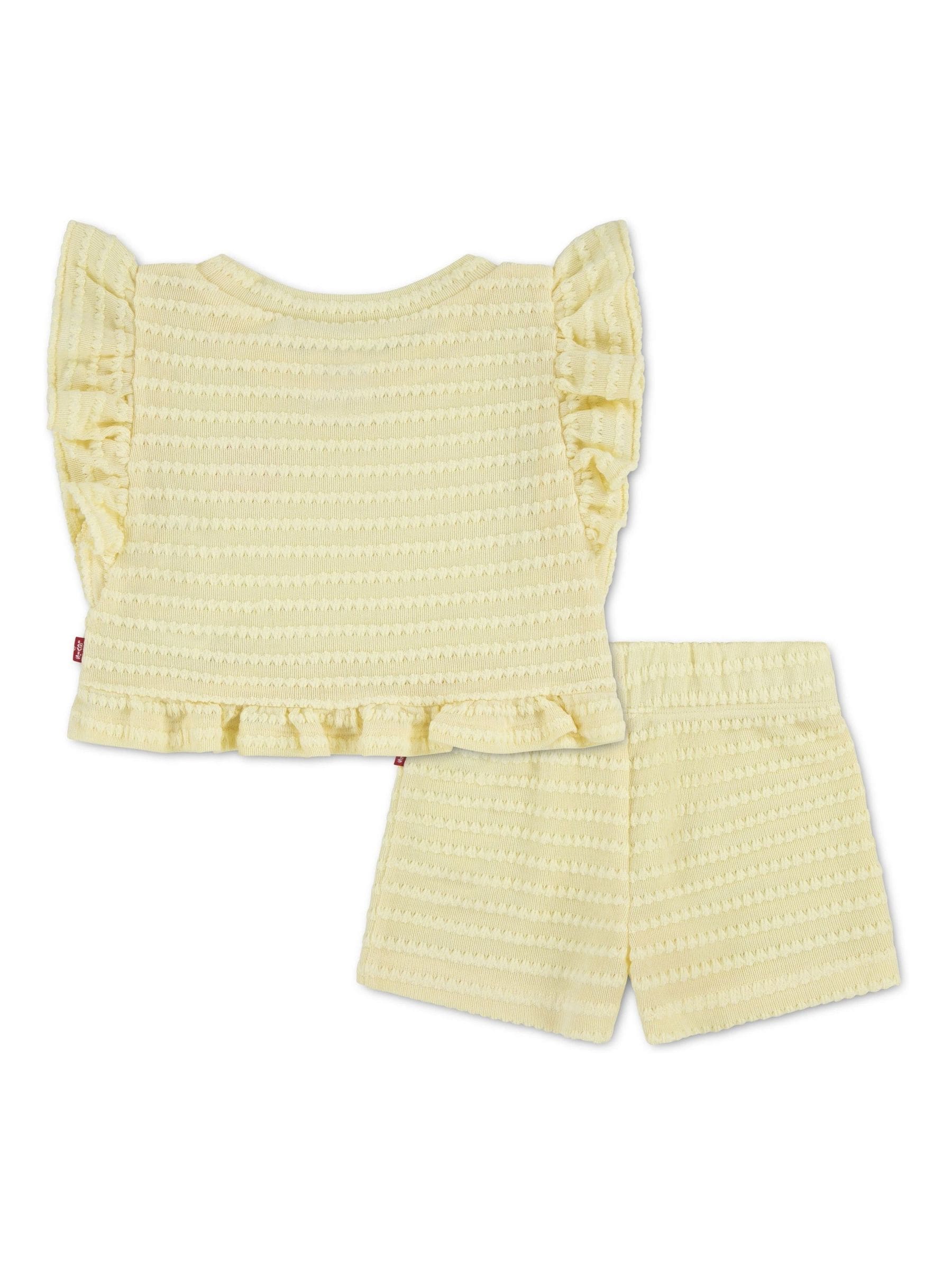 Levi's® Yellow Cowboy Bear Short Sleeve T-Shirt and Pleated Shorts Set 2 Piece image 2