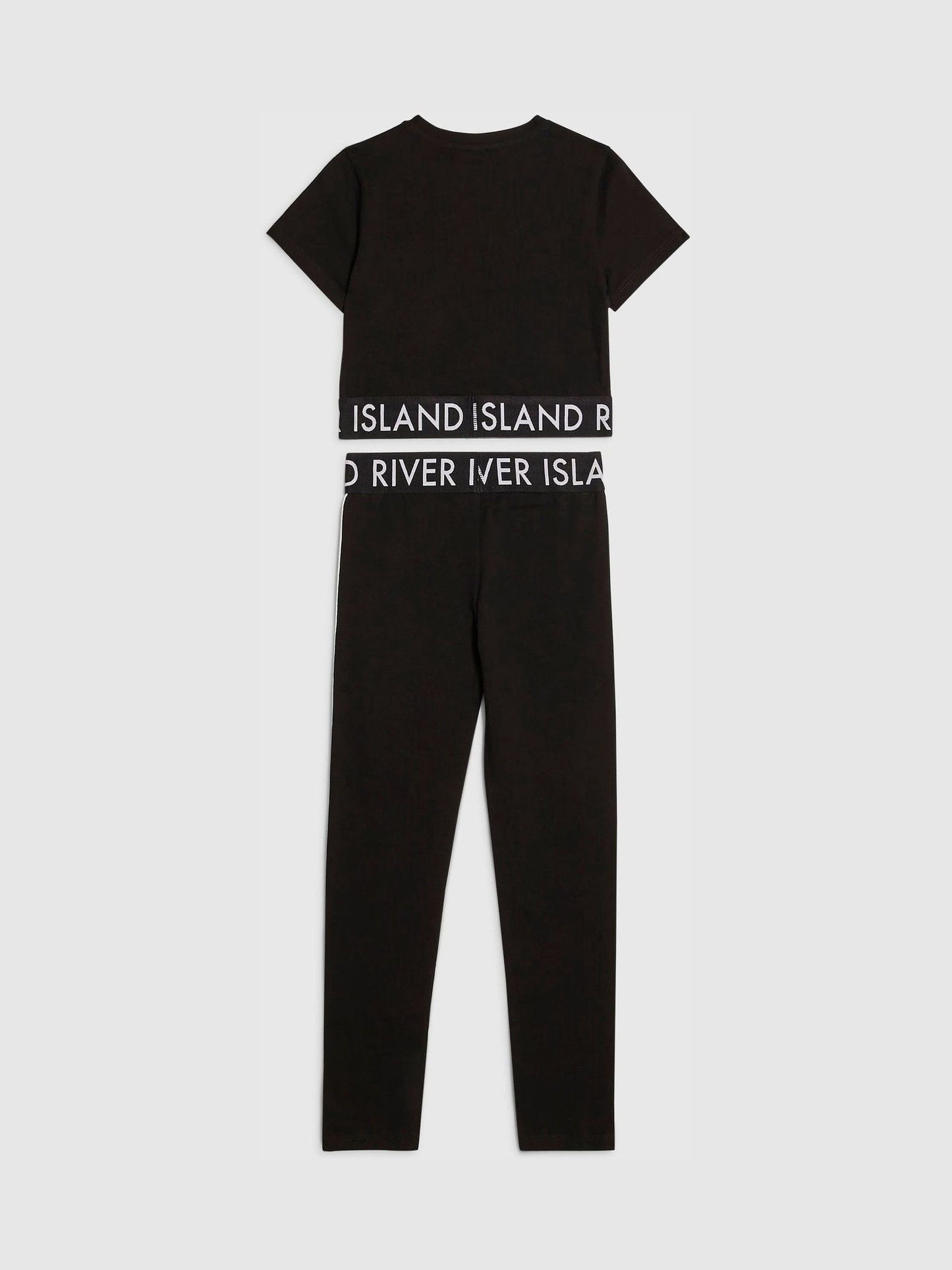 Dsiney Kidz - River Island Black Logo Stripe Top & Leggings Set image 2