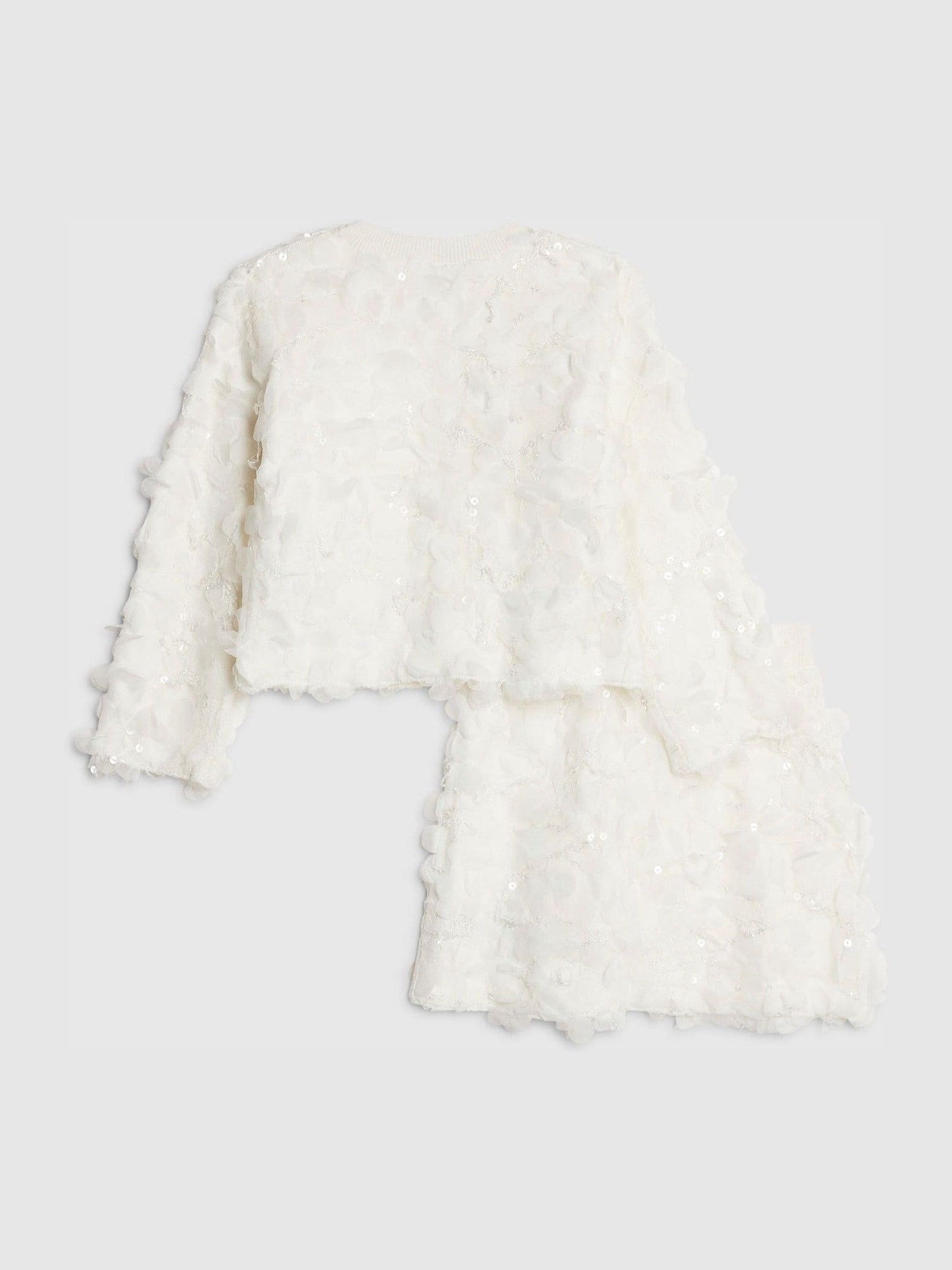 Dsiney Kidz - River Island White 3D Flower Cardigan & Skirt Set image 3