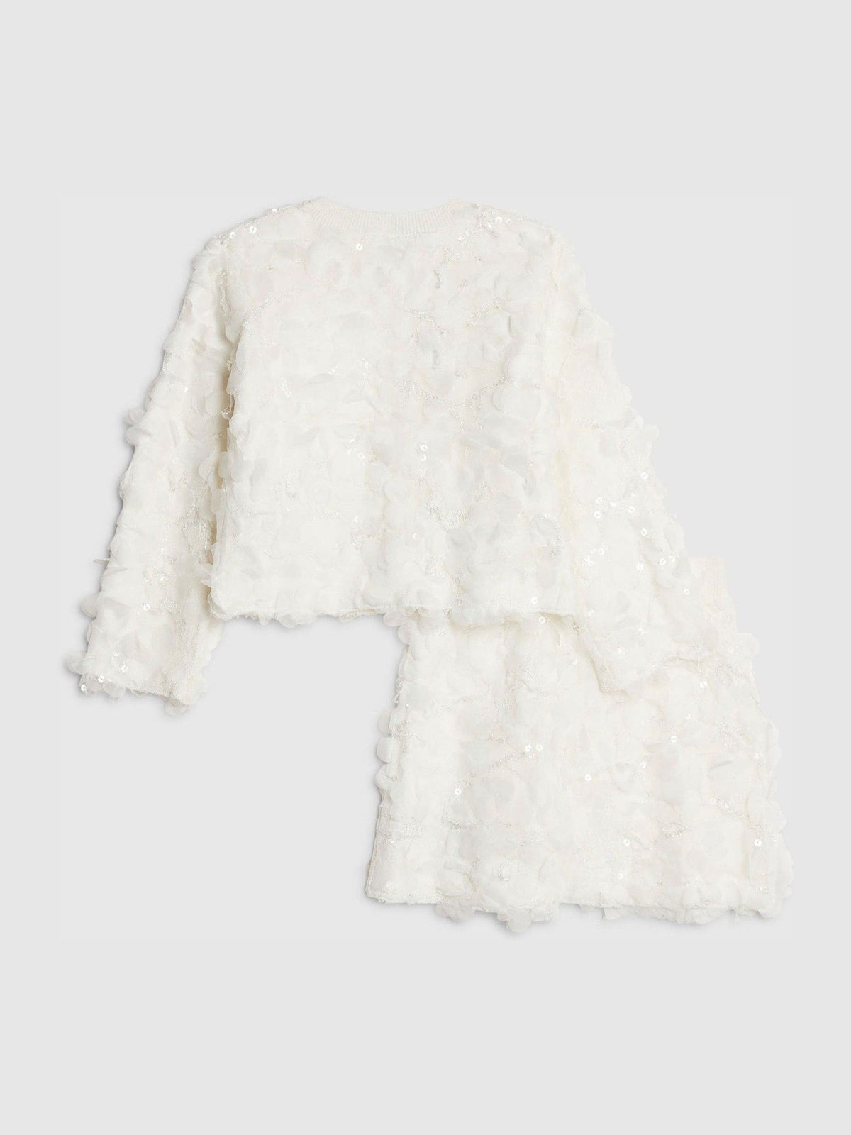 Dsiney Kidz - River Island White 3D Flower Cardigan & Skirt Set image 3