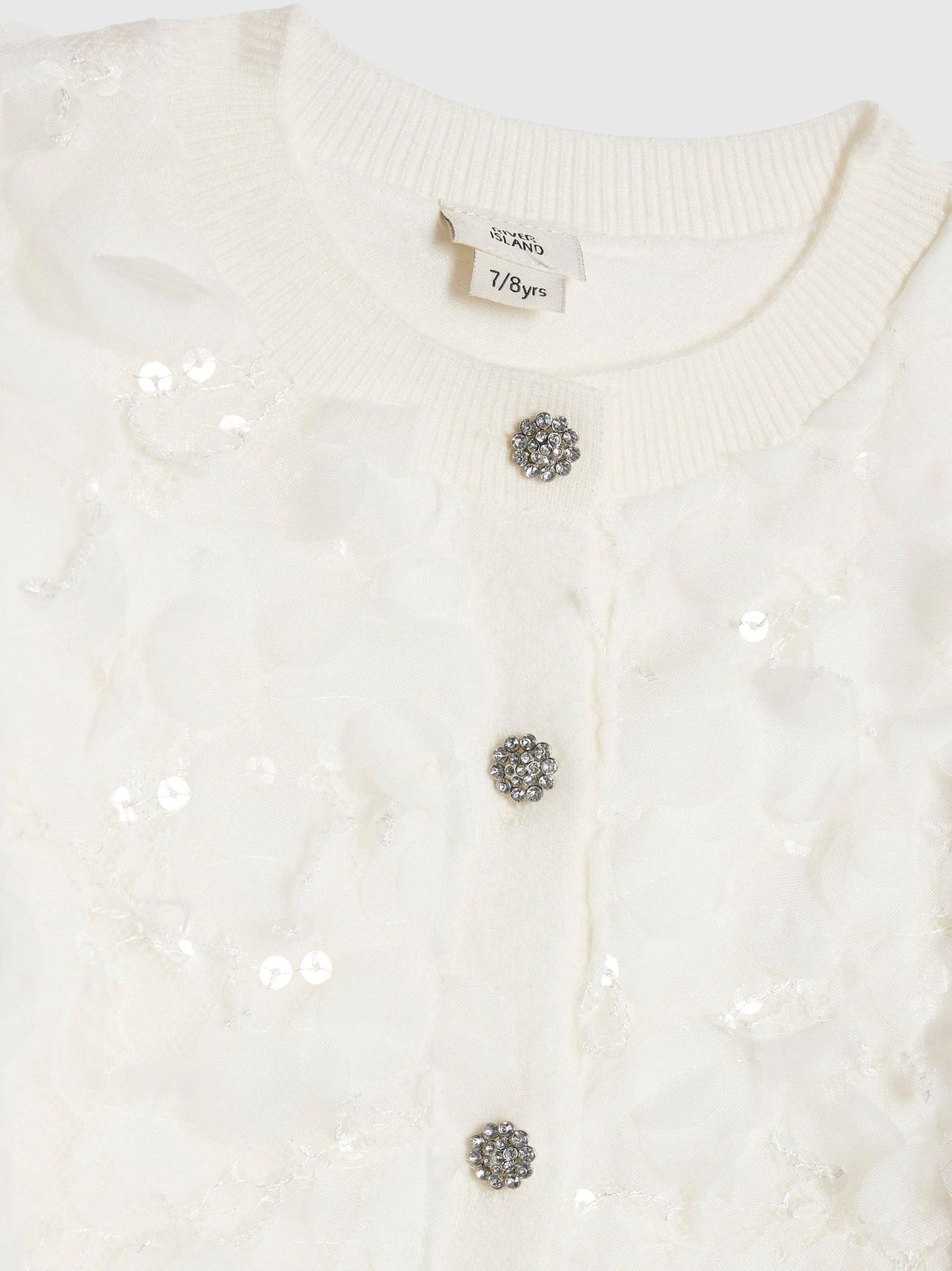 Dsiney Kidz - River Island White 3D Flower Cardigan & Skirt Set image 4