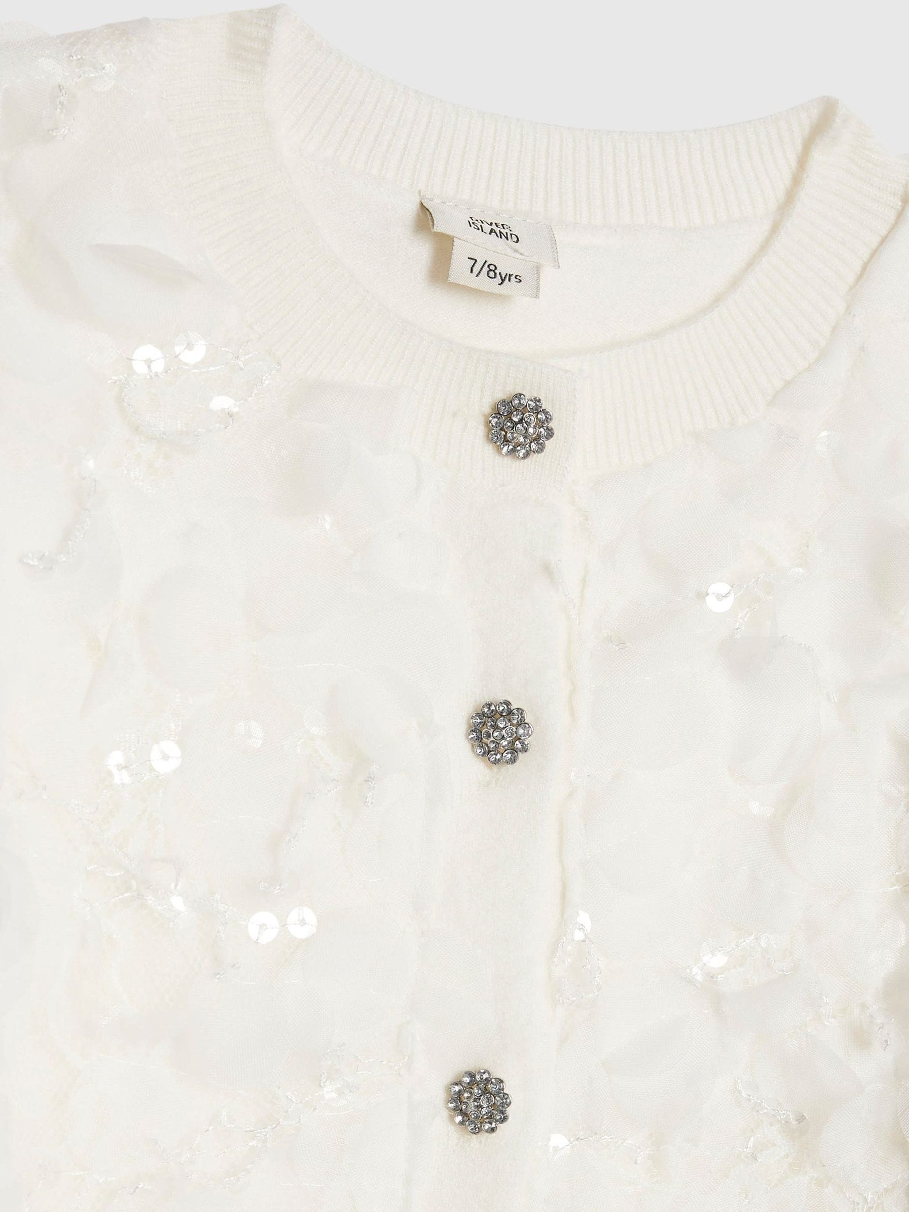 Dsiney Kidz - River Island White 3D Flower Cardigan & Skirt Set image 4