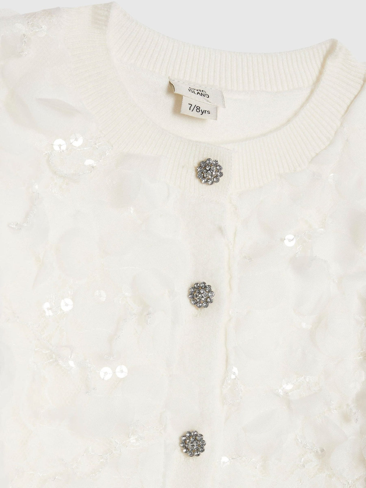 Dsiney Kidz - River Island White 3D Flower Cardigan & Skirt Set image 4