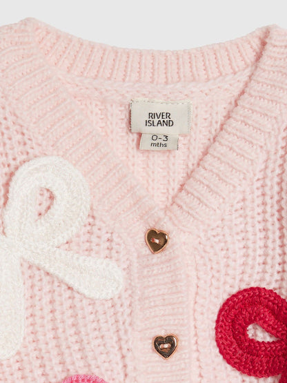 River Island Pink Knitted Bow Cardigan & Legging Set image 4