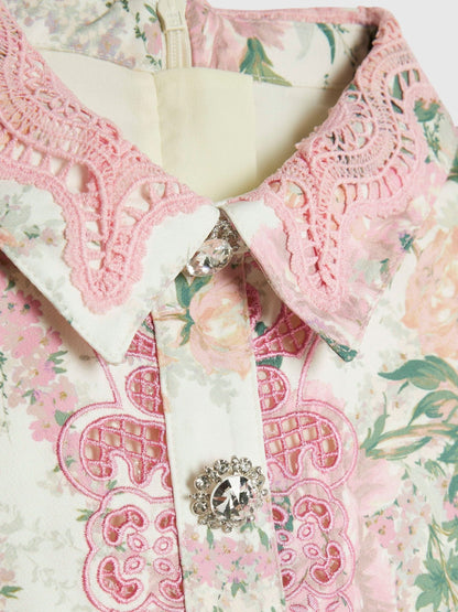 River Island White Floral Lace Collared Dress image 4