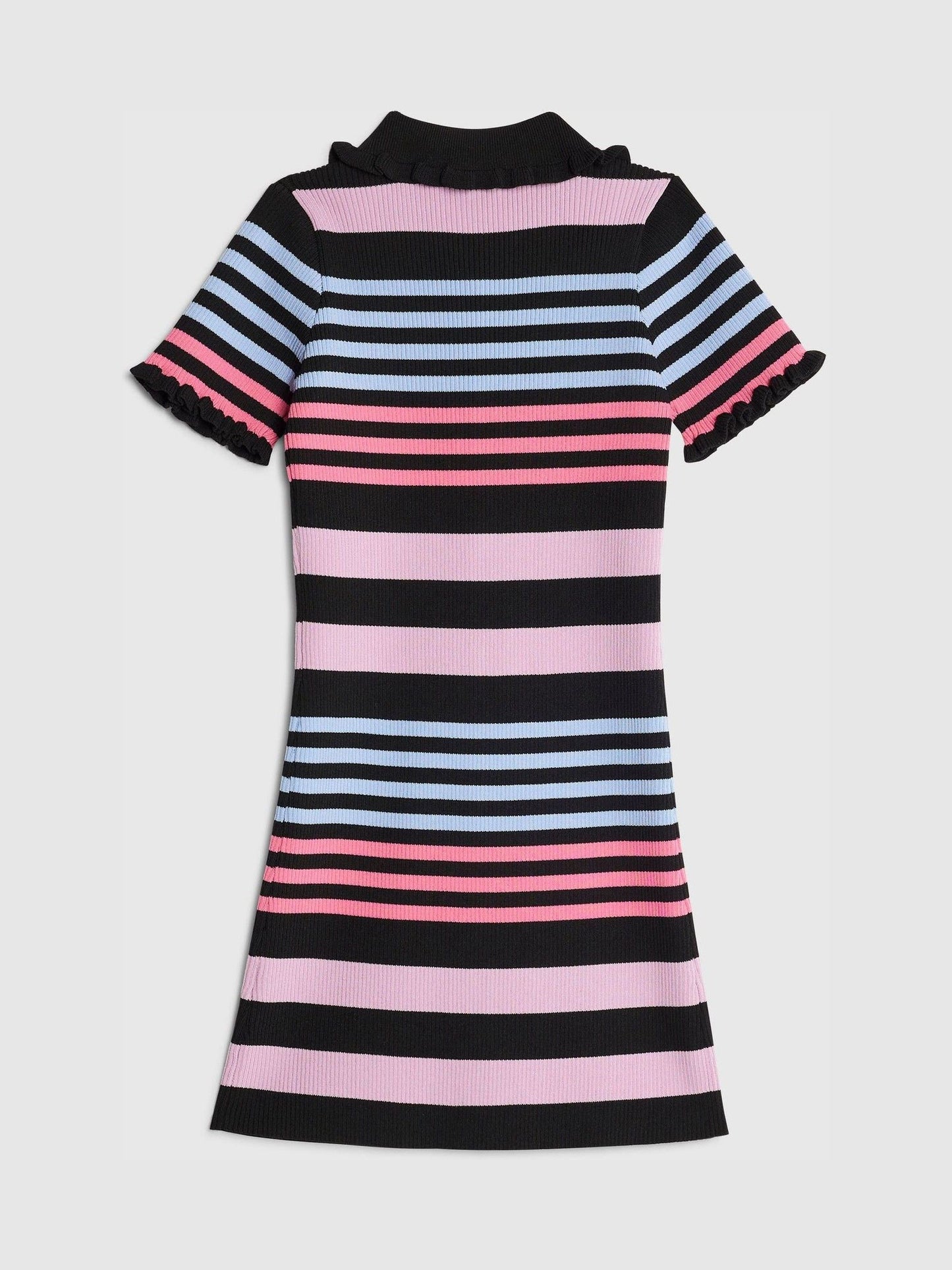 River Island Black Stripe Button Polo Dress image 4