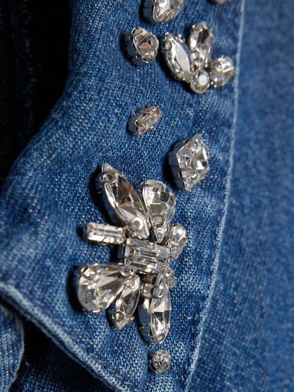 River Island Blue Denim Embellished Prom Dress image 4