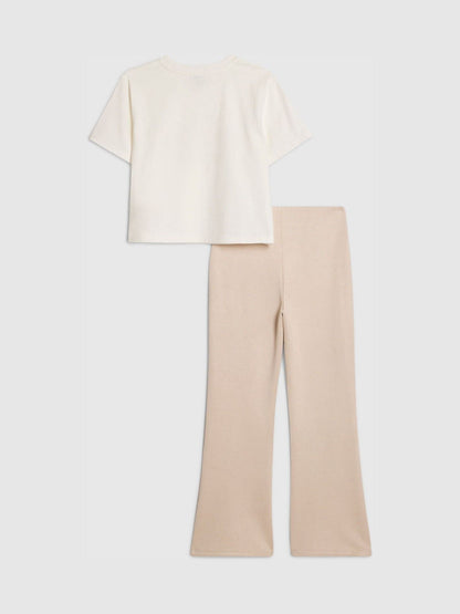 Dsiney Kidz - River Island White Los Angeles T-Shirt & Suedette Kickflare Set image 2