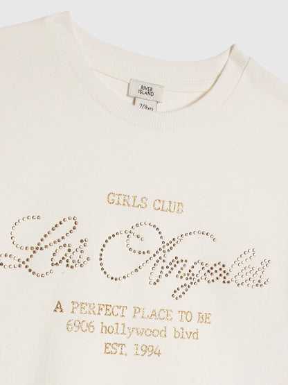 Dsiney Kidz - River Island White Los Angeles T-Shirt & Suedette Kickflare Set image 4