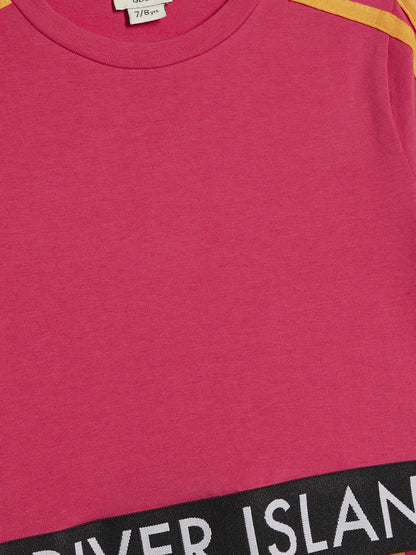Dsiney Kidz - River Island Pink Logo Stripe Top & Leggings Set image 3