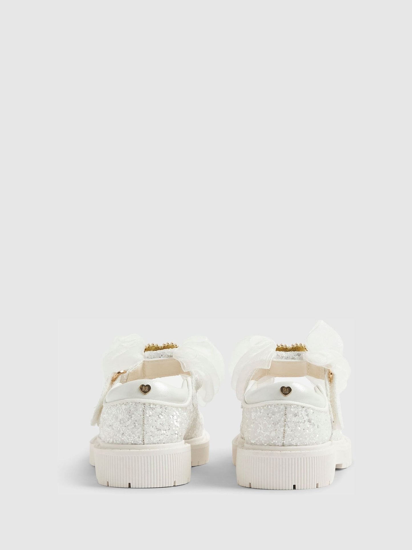 River Island White Glitter Bow Mary Jane Shoes image 3