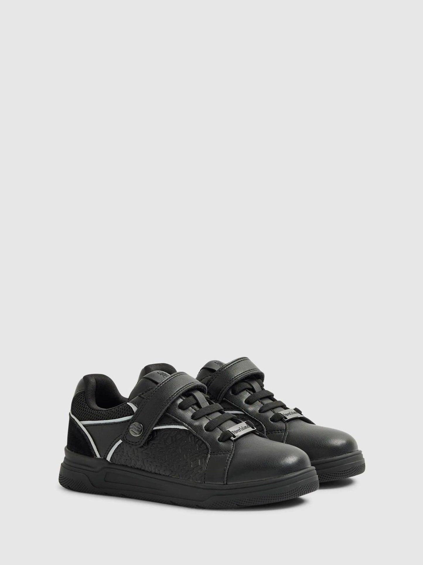 River Island Black Embossed Touch Fastening Trainers image 2