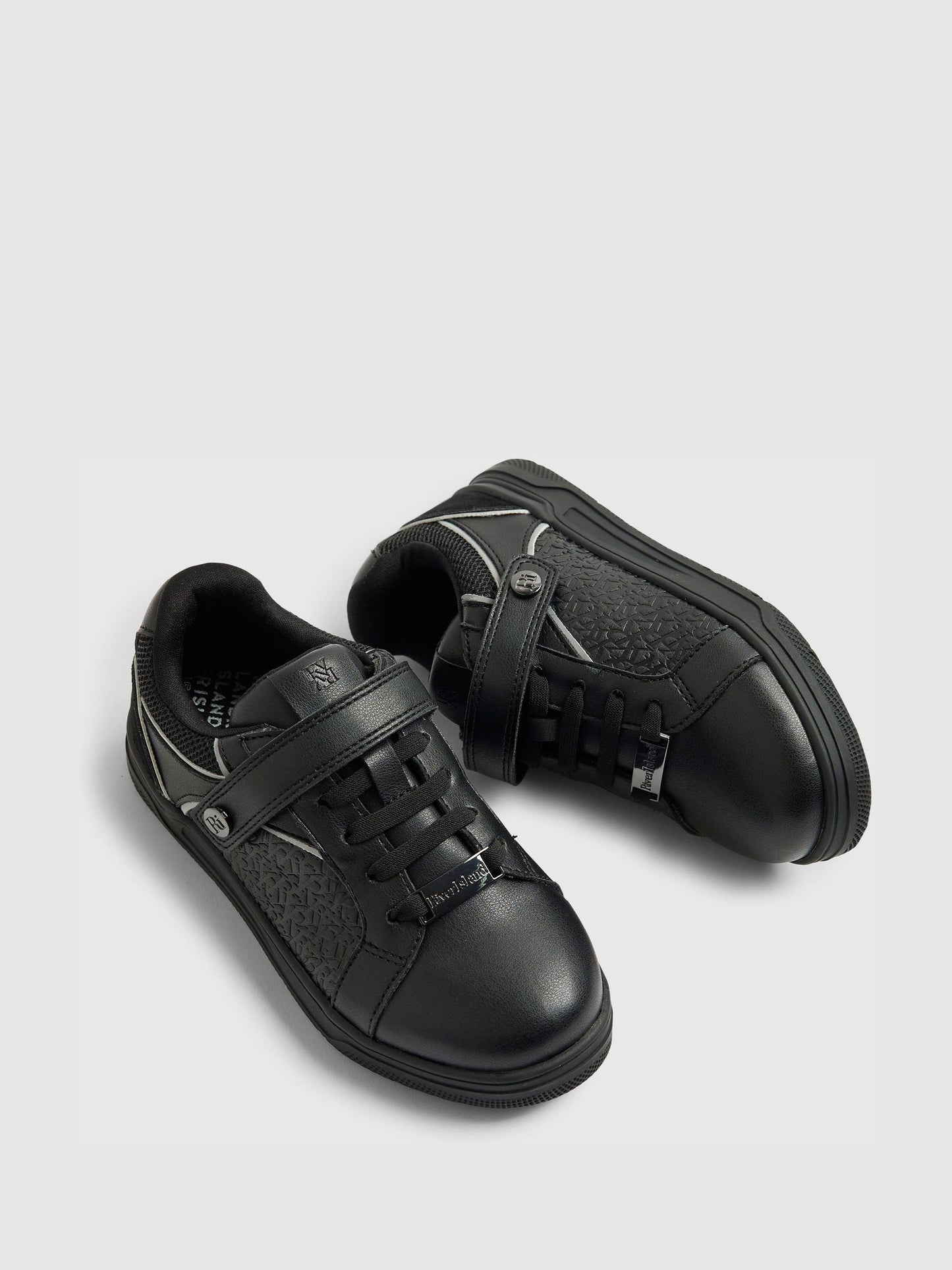 River Island Black Embossed Touch Fastening Trainers image 3