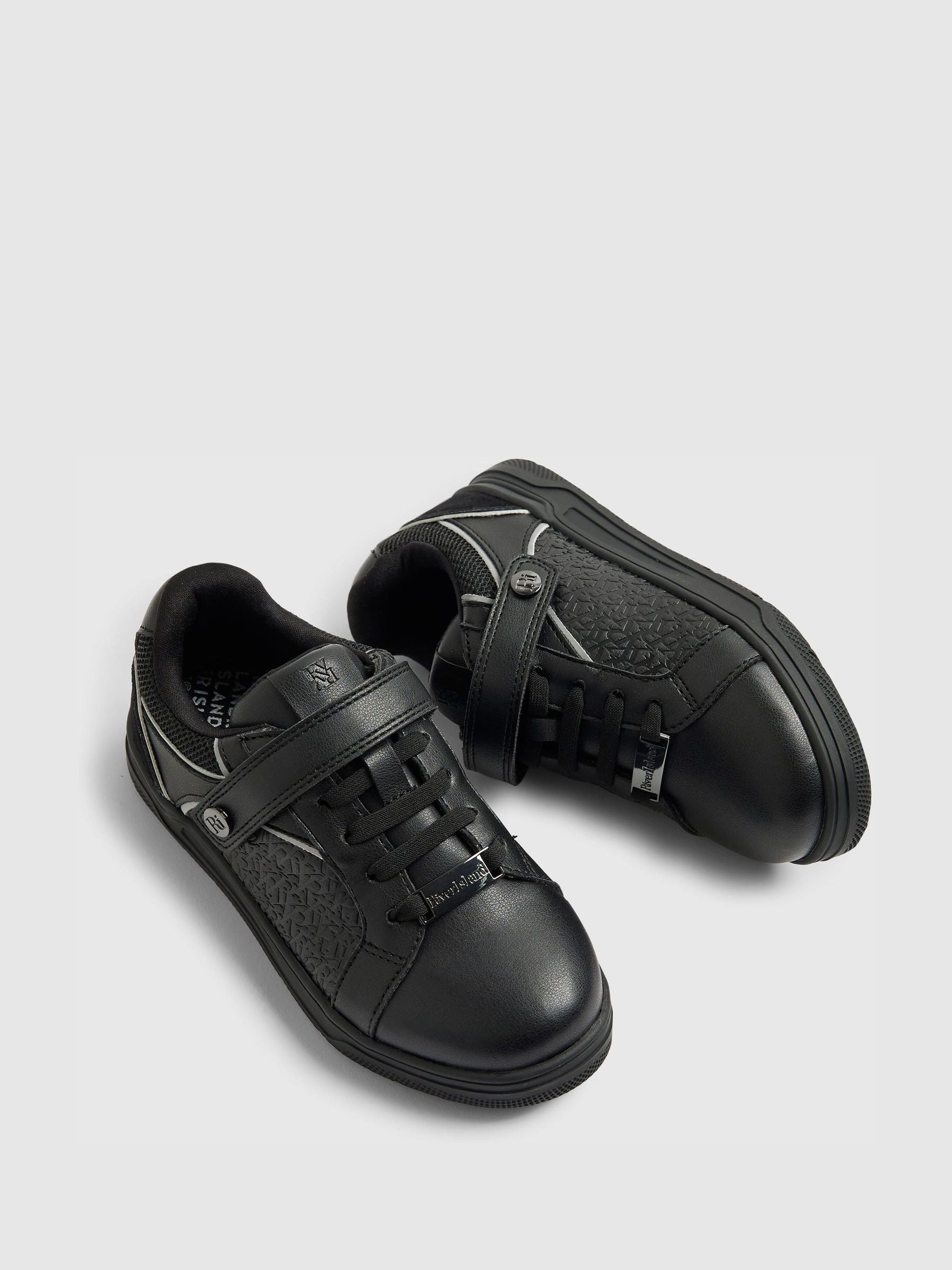 River Island Black Embossed Touch Fastening Trainers image 3