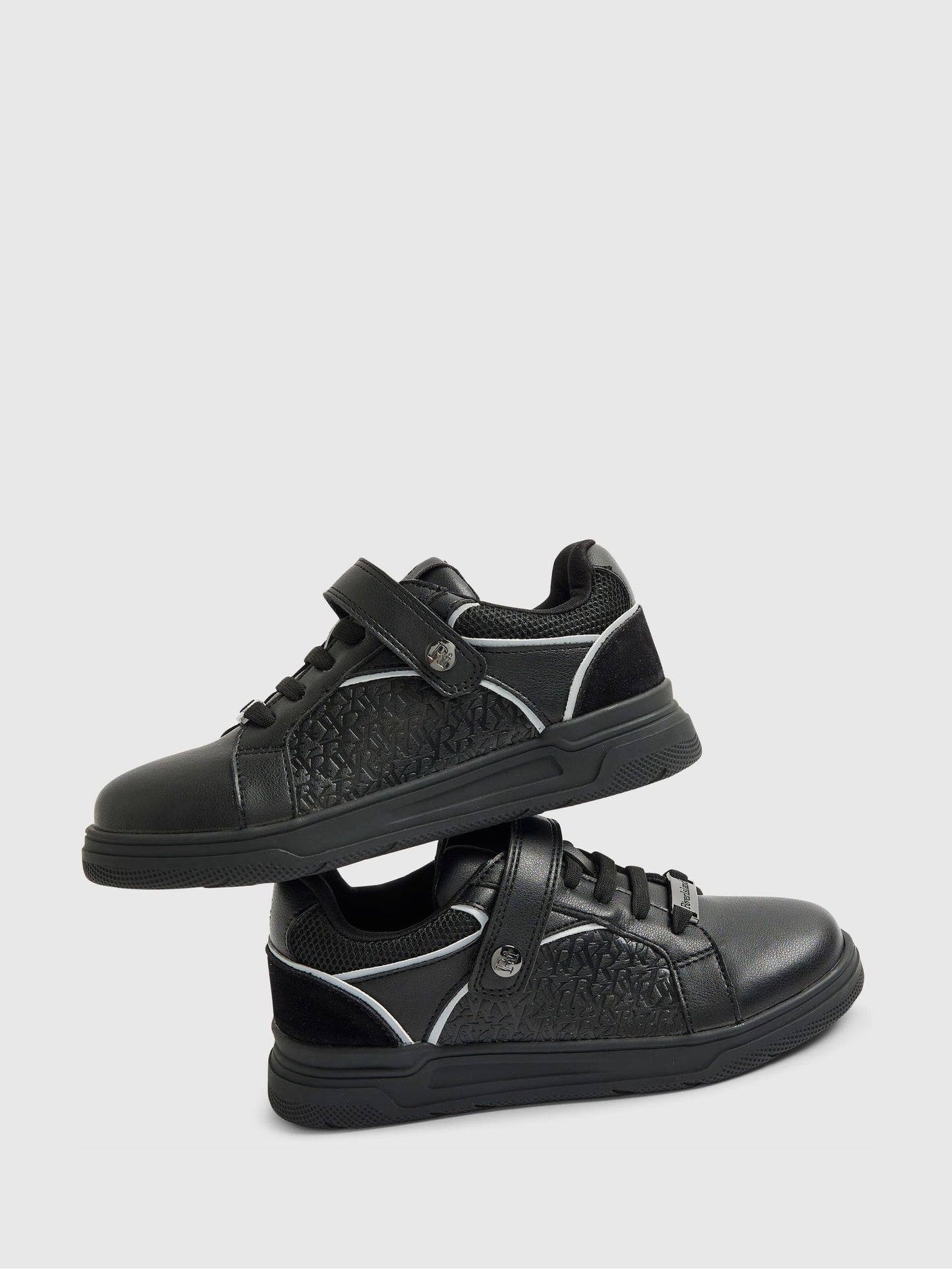 River Island Black Embossed Touch Fastening Trainers image 4