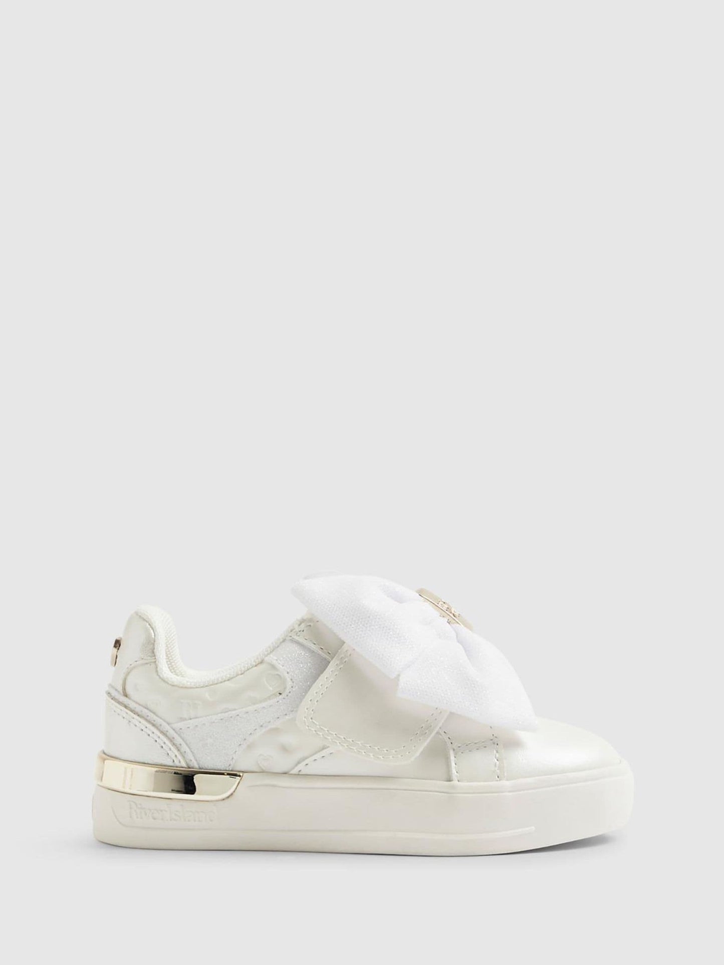 River Island White Velcro Bow Trainers image 1