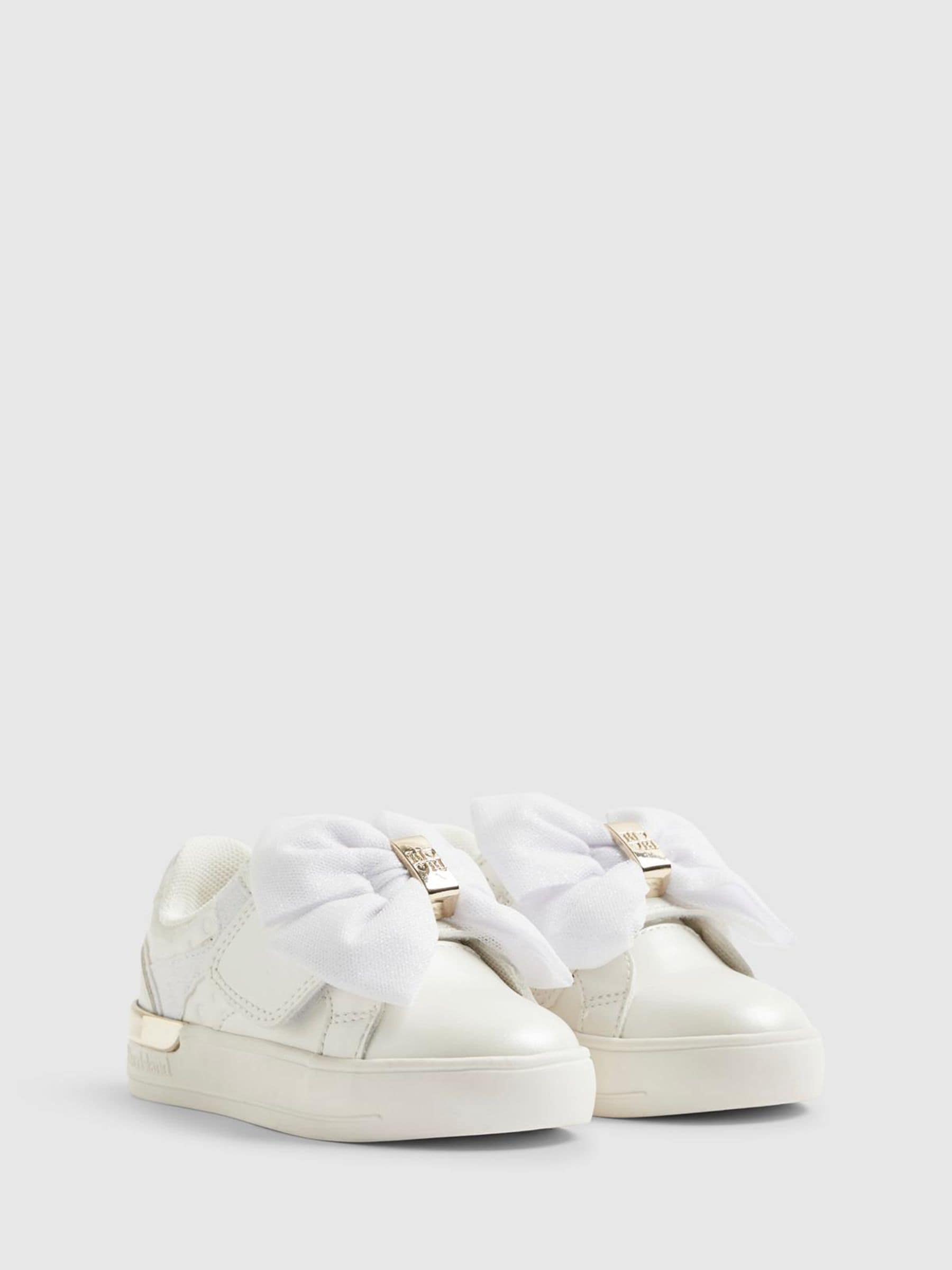 River Island White Velcro Bow Trainers image 2