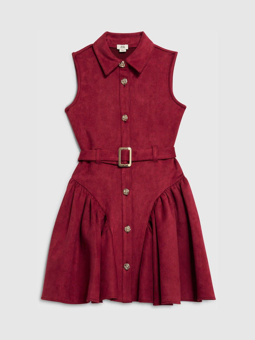 River Island Red Suedette Sleeveless Prom Dress image 1