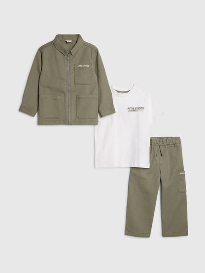 River Island Green Twill Shacket & Trousers Set 3 Piece image 1