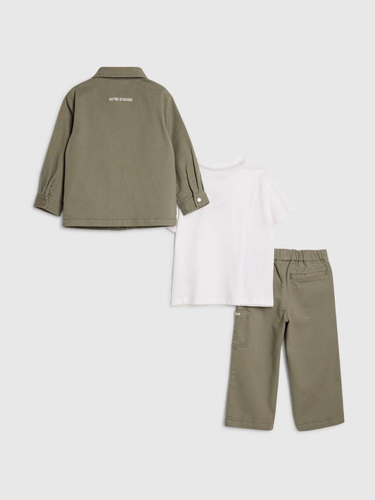 River Island Green Twill Shacket & Trousers Set 3 Piece image 2