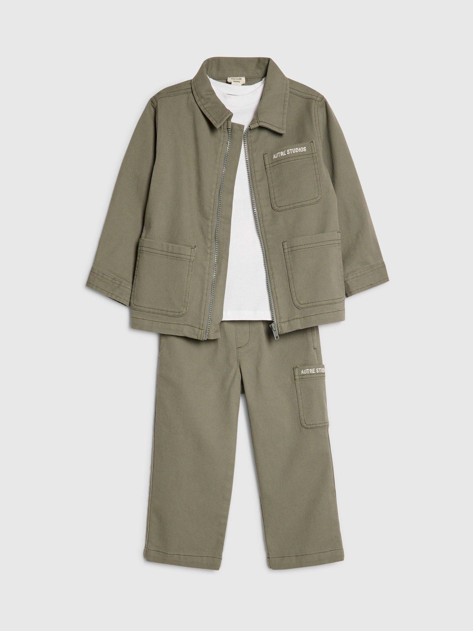 River Island Green Twill Shacket & Trousers Set 3 Piece image 3