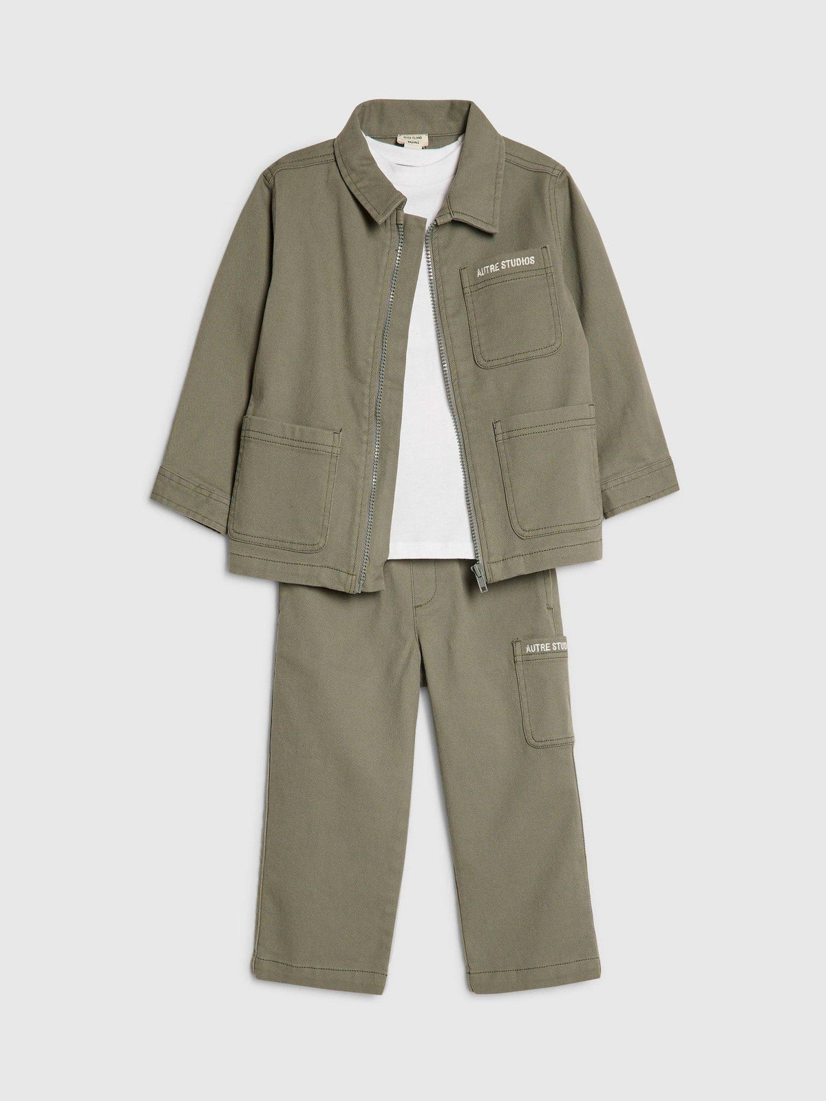 Dsiney Kidz - River Island Green Twill Shacket & Trousers Set 3 Piece image 3