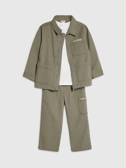 River Island Green Twill Shacket & Trousers Set 3 Piece image 3