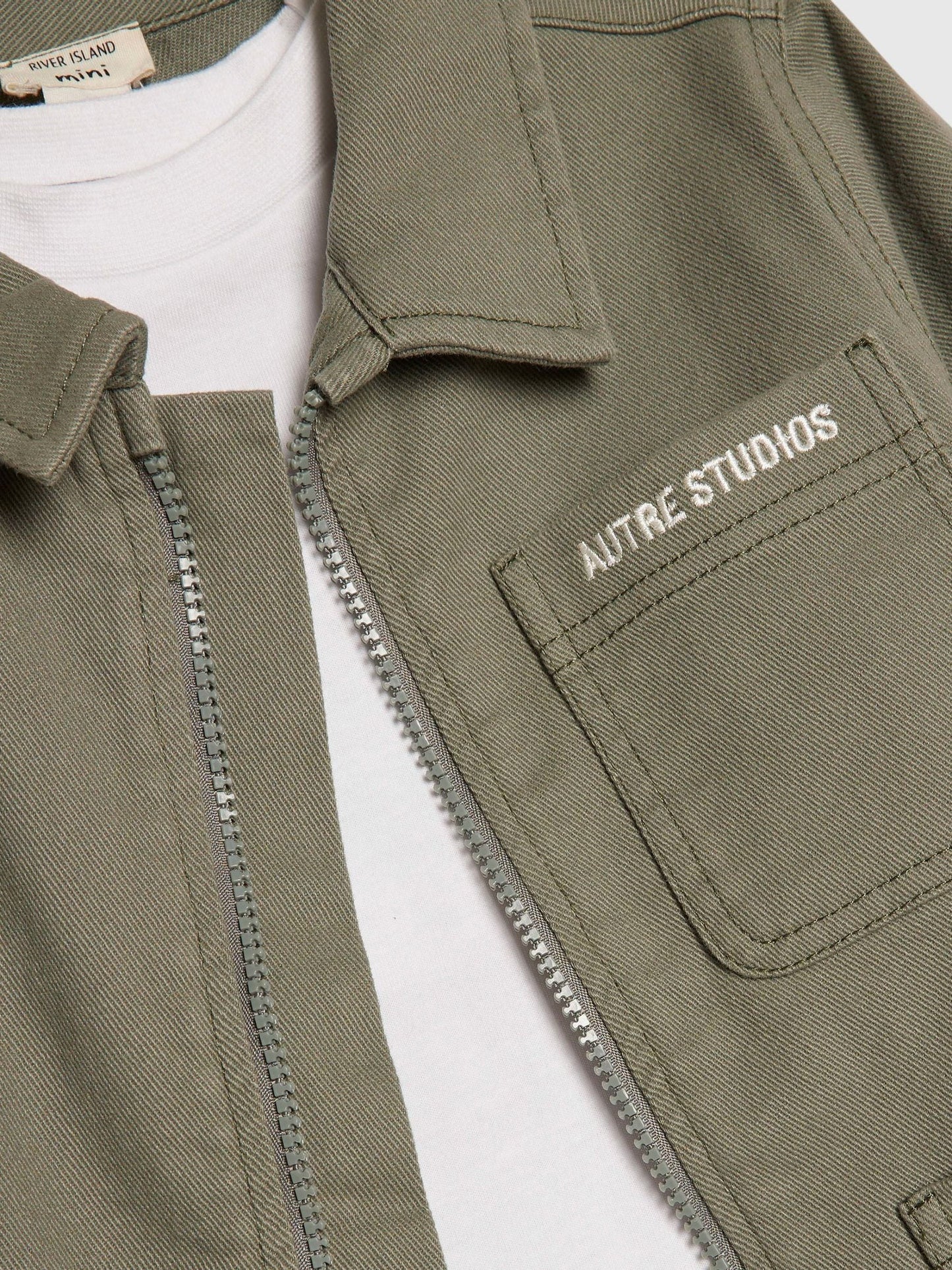 River Island Green Twill Shacket & Trousers Set 3 Piece image 4