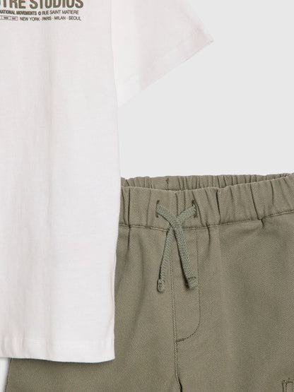 River Island Green Twill Shacket & Trousers Set 3 Piece image 5